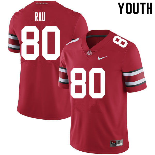 Youth Ohio State Buckeyes #80 Corey Rau Red Authentic College Stitched Football Jersey 23MO041ZR